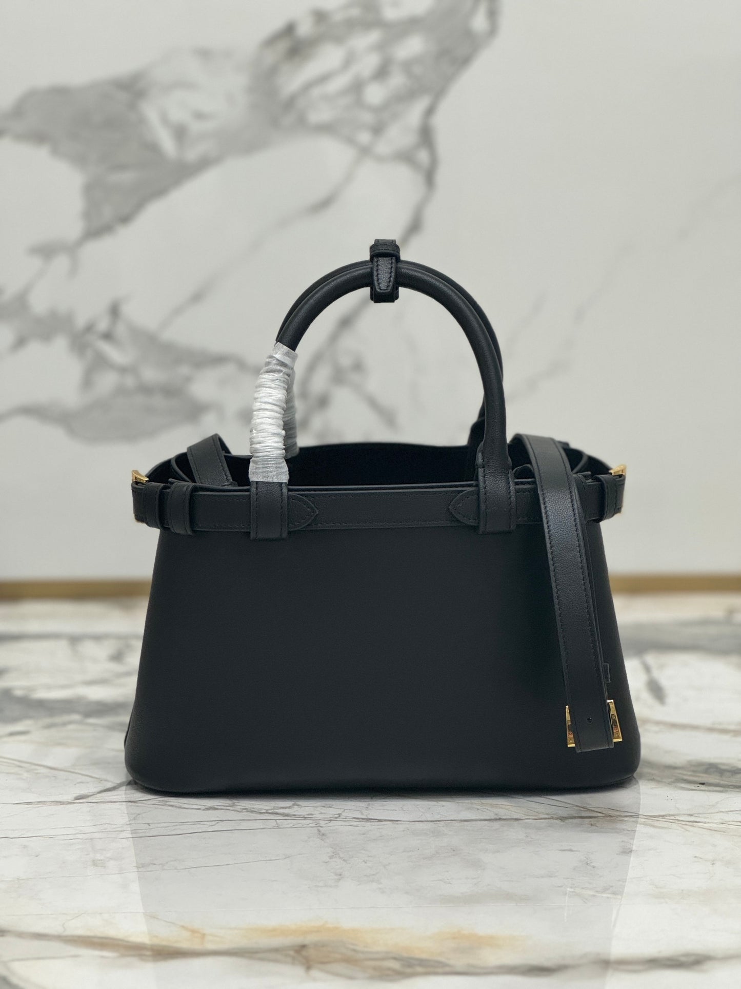 Prada Buckle Small Leather Tote Bag – Black