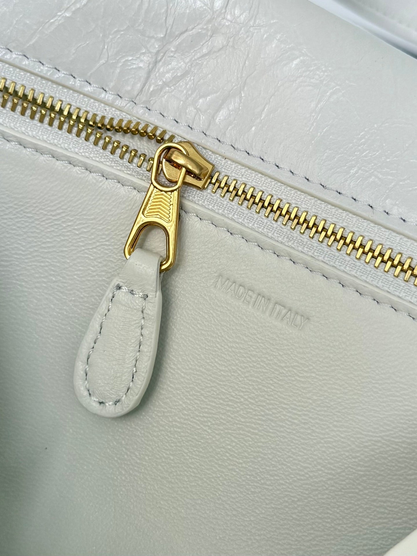 Balenciaga Clicca White Leather Shoulder Bag Gold Buckles