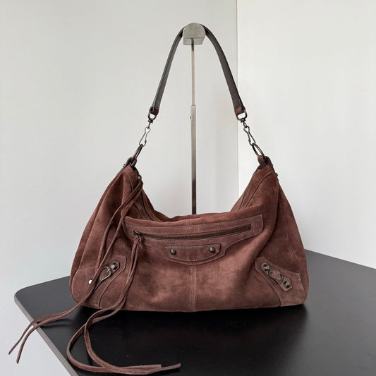 Balenciaga Le City Hobo Brown Suede Bag