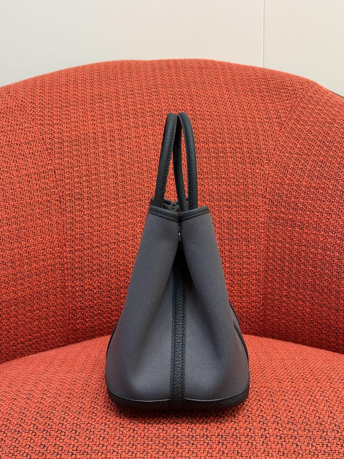 Hermès Garden Party 30 Ardoise Canvas & Negonda Leather Tote