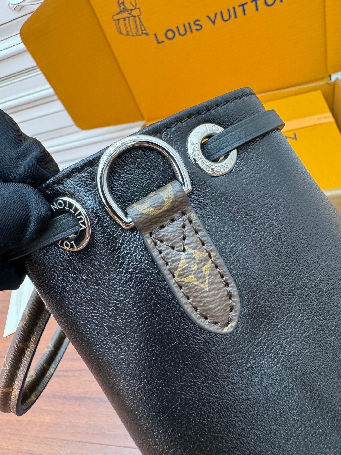 Louis Vuitton Montsouris Vibe PM Backpack in Black Lambskin Leather