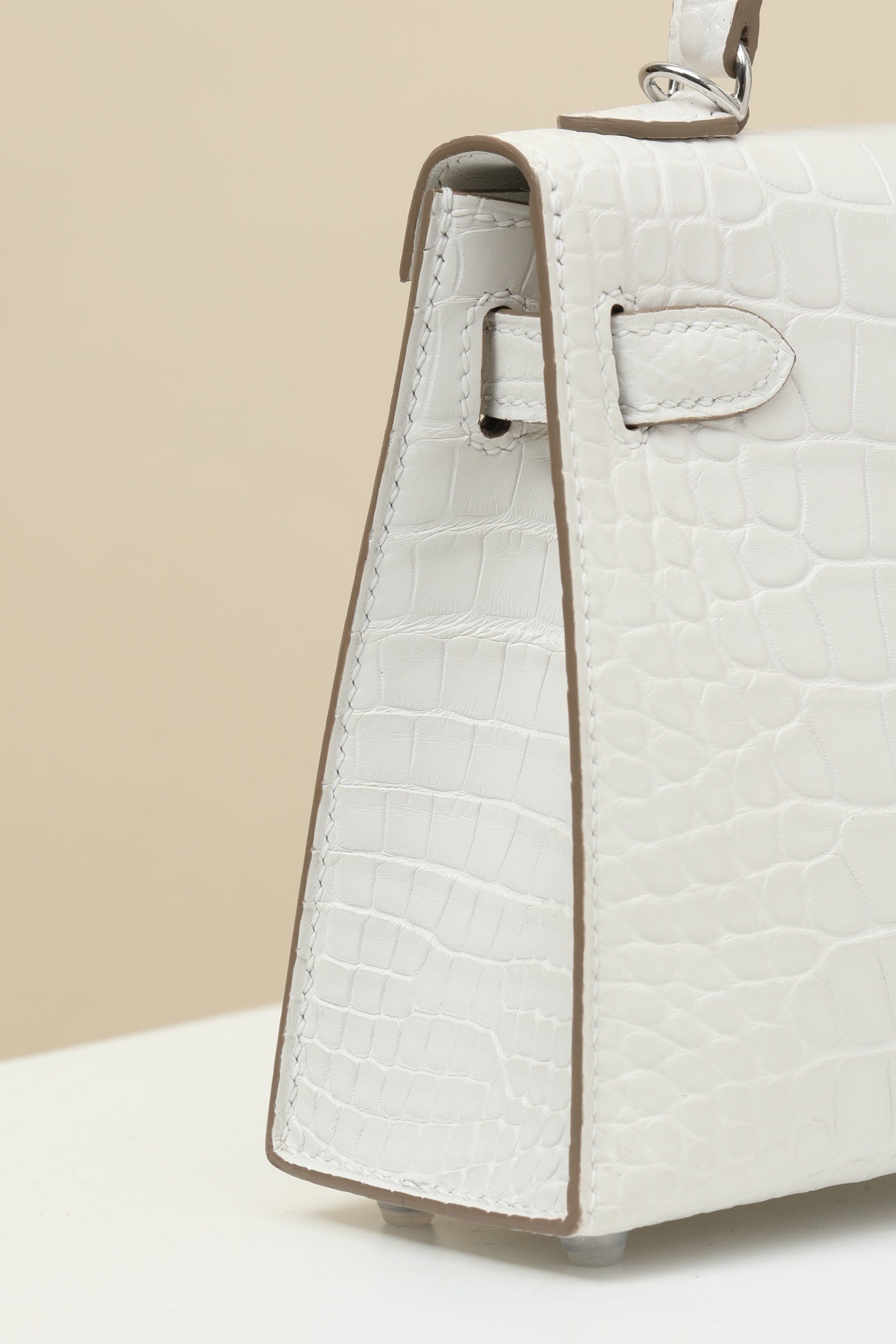 Hermès Mini Kelly II Sellier 20 White Alligator