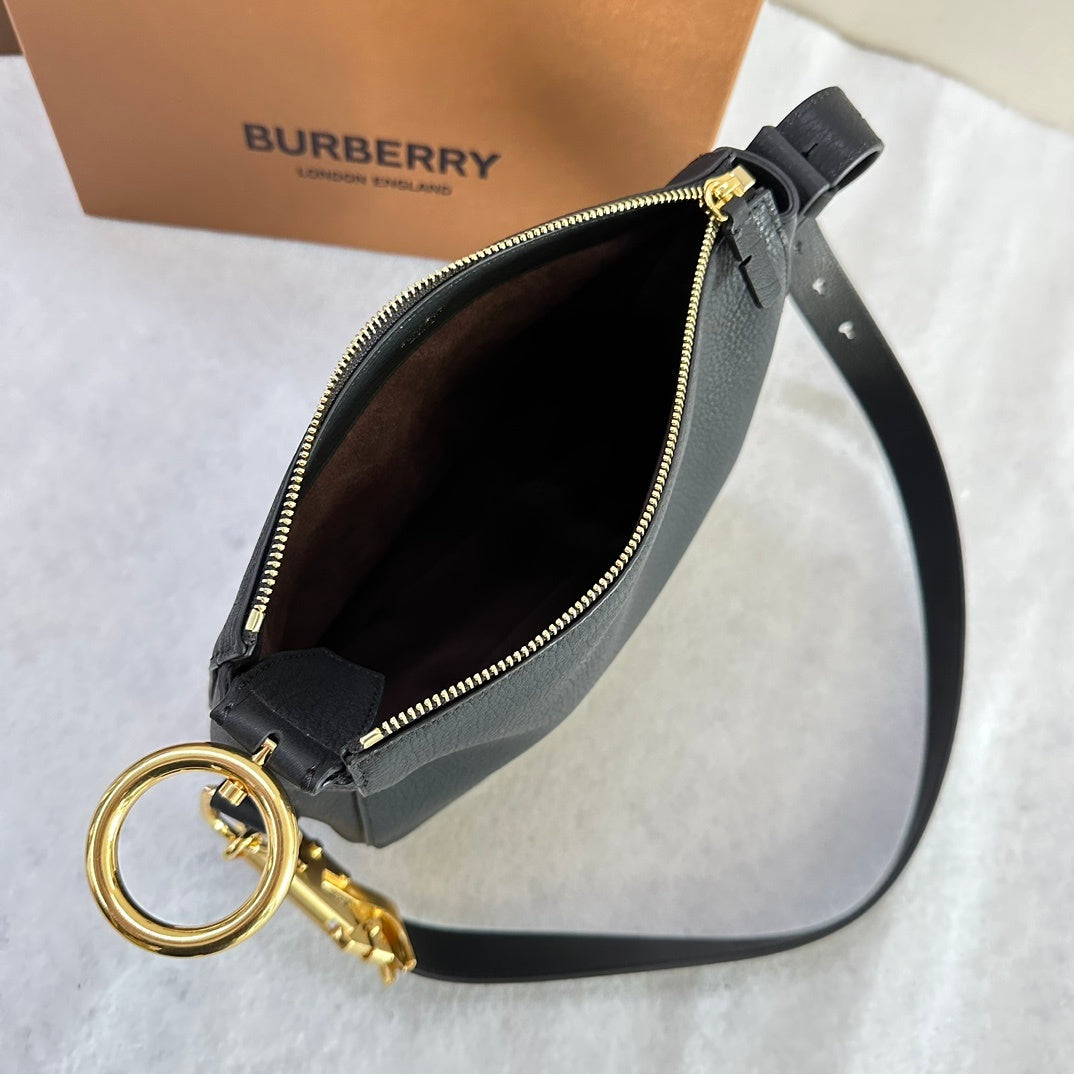 Burberry Knight Black Calf Leather Bag with Gold-Tone Hardware