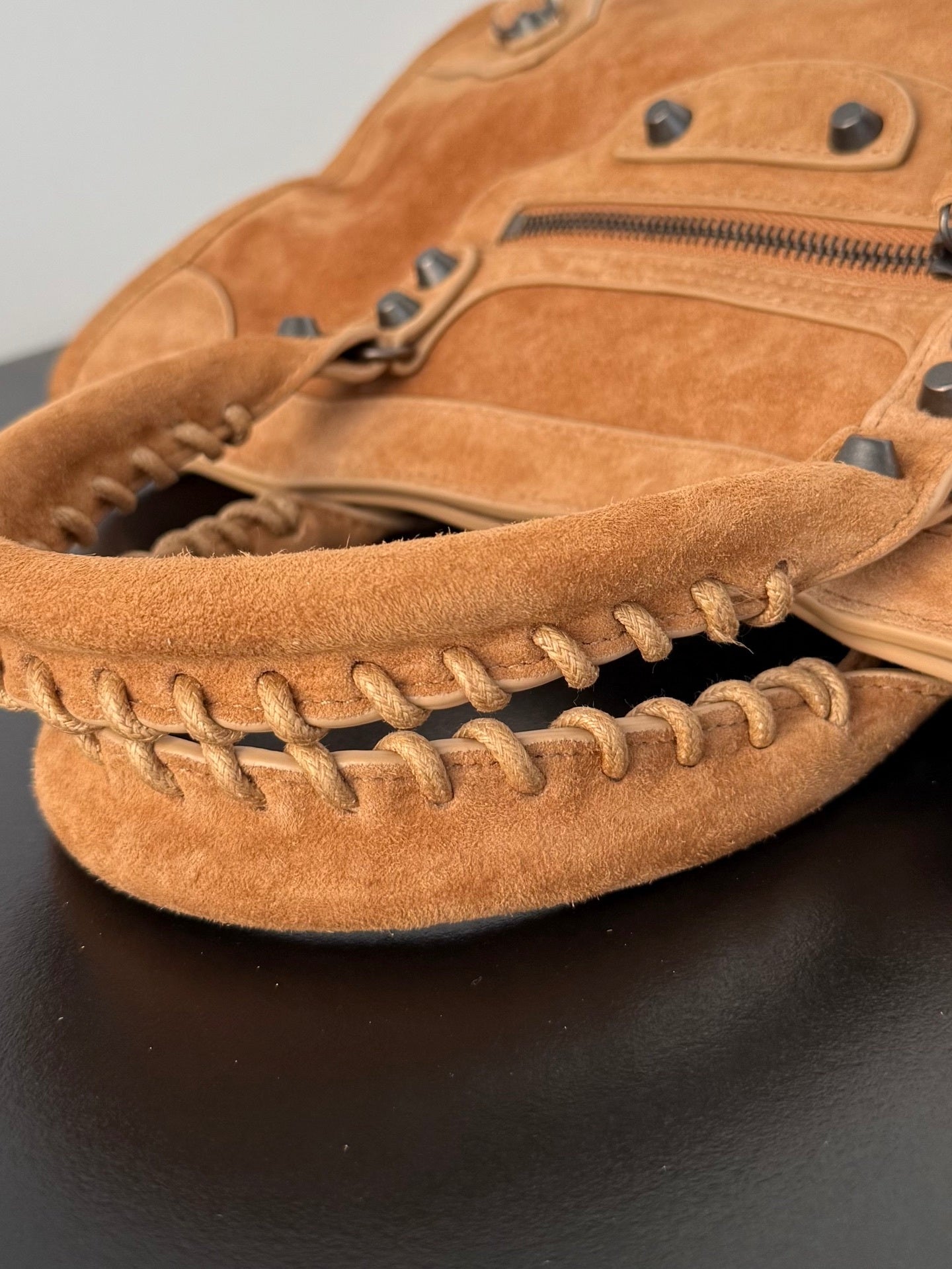 Balenciaga Le City Small Camel Suede Bag