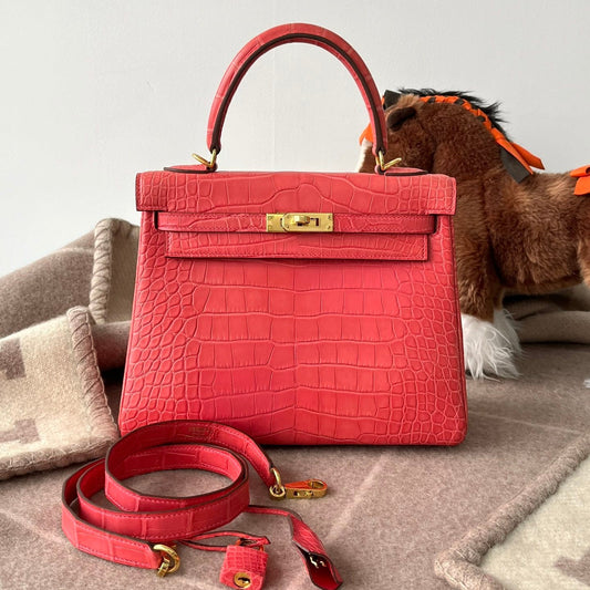 Hermès Kelly 25 Bougainvillea Matte Alligator