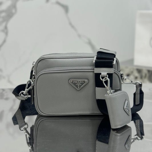 Prada Men's Saffiano Leather Crossbody Bag with Pouch – Luxury Designer Shoulder Bag