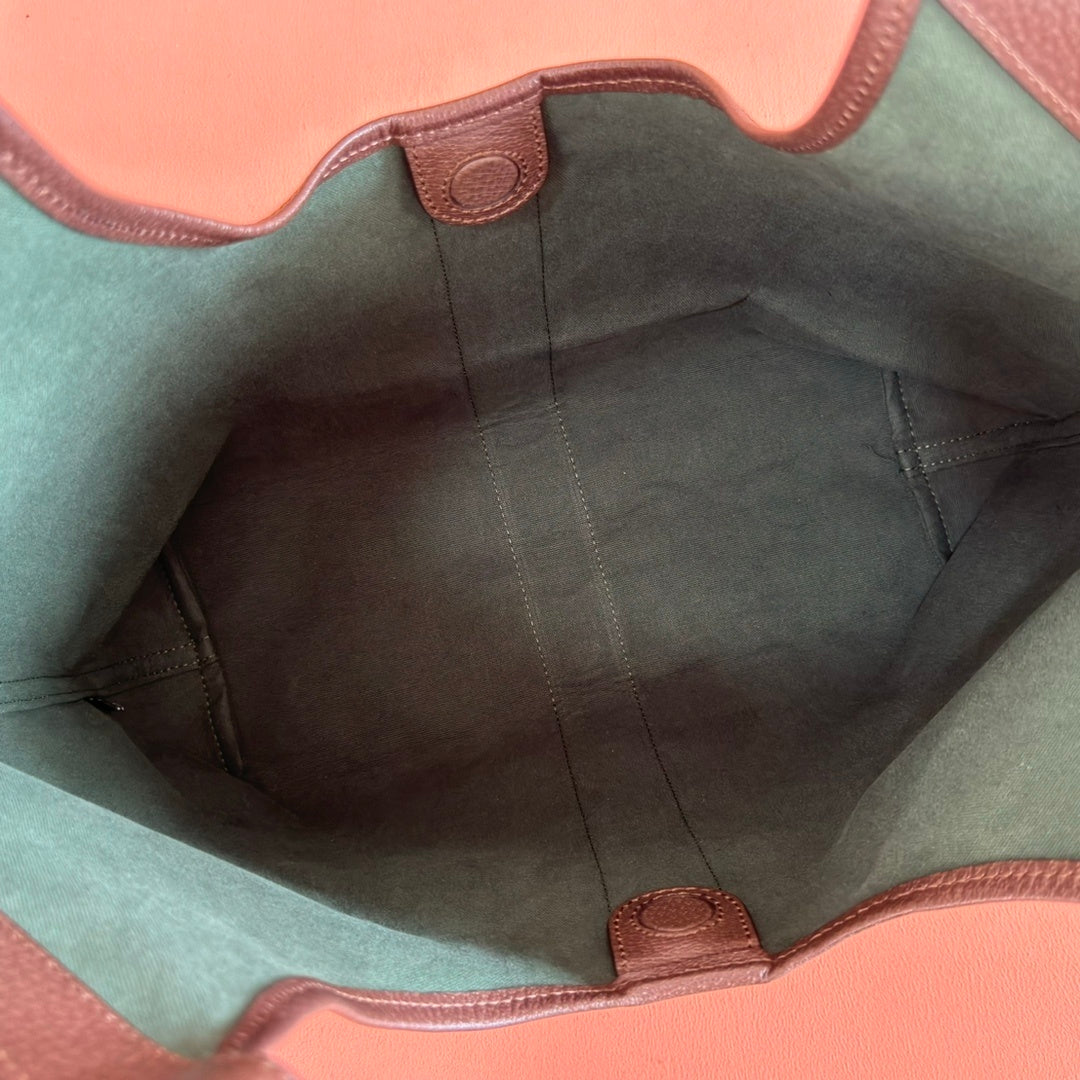 Gucci Giglio Large Tote Bag in Beige and Dark Brown GG Canvas with Web Trim