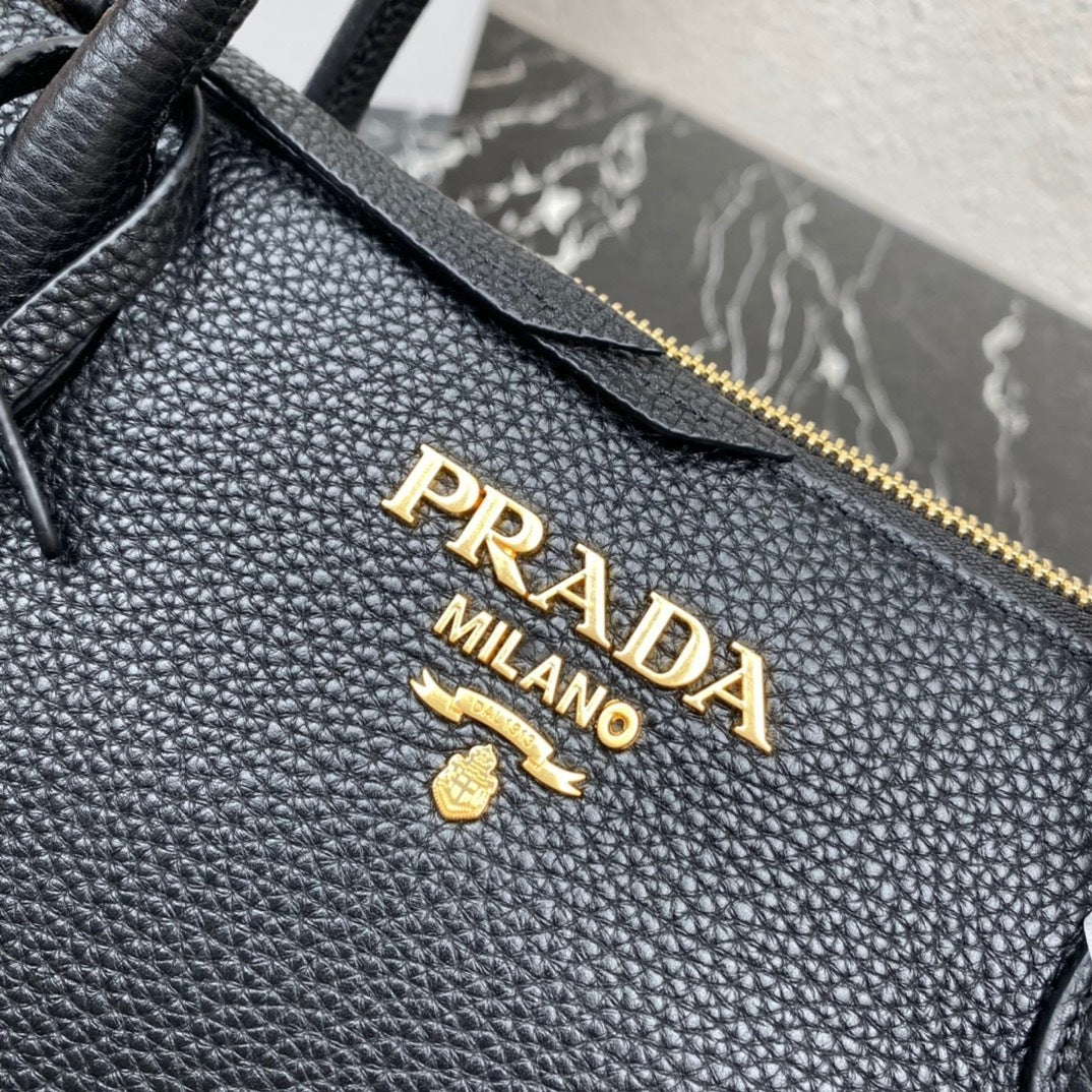 Prada Vitello Daino Leather Satchel – Black (Model 1BA157)