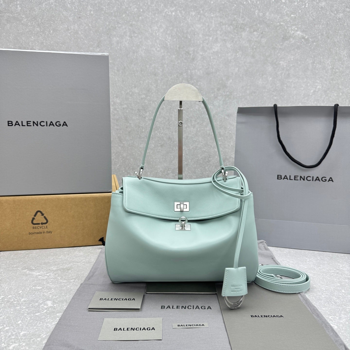 Balenciaga Rodeo Small Mineral Green Leather Bag