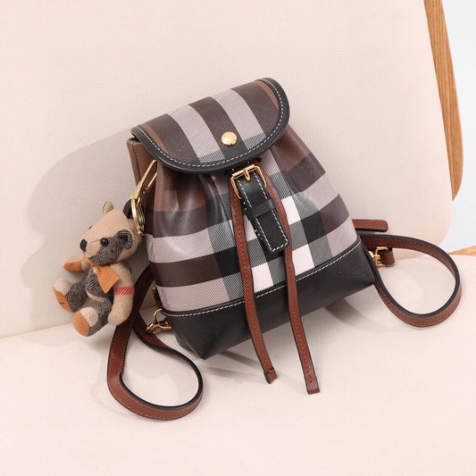 Burberry Check & Leather Micro Backpack | Dark Birch Brown Designer Bag