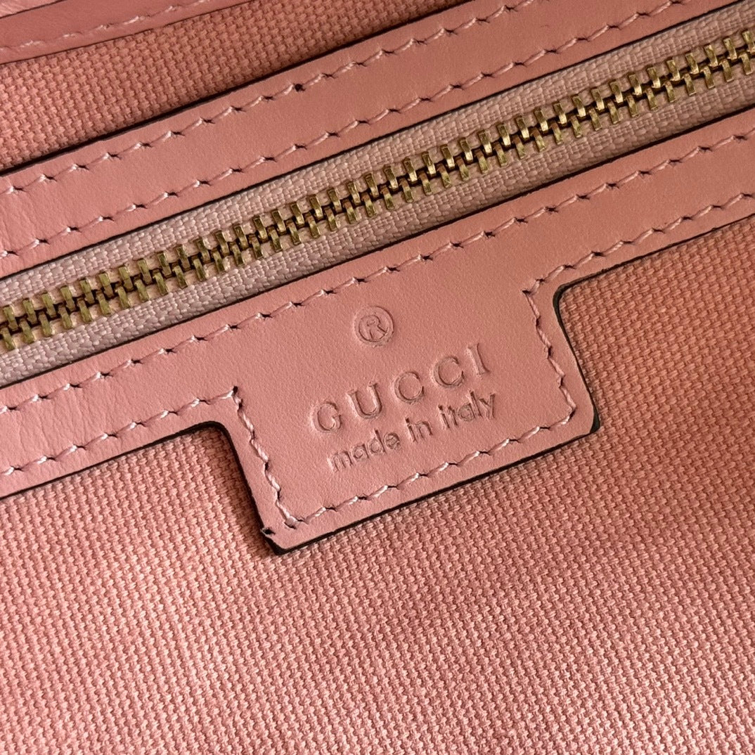 Gucci GG Emblem Medium Tote Bag in Pink Leather