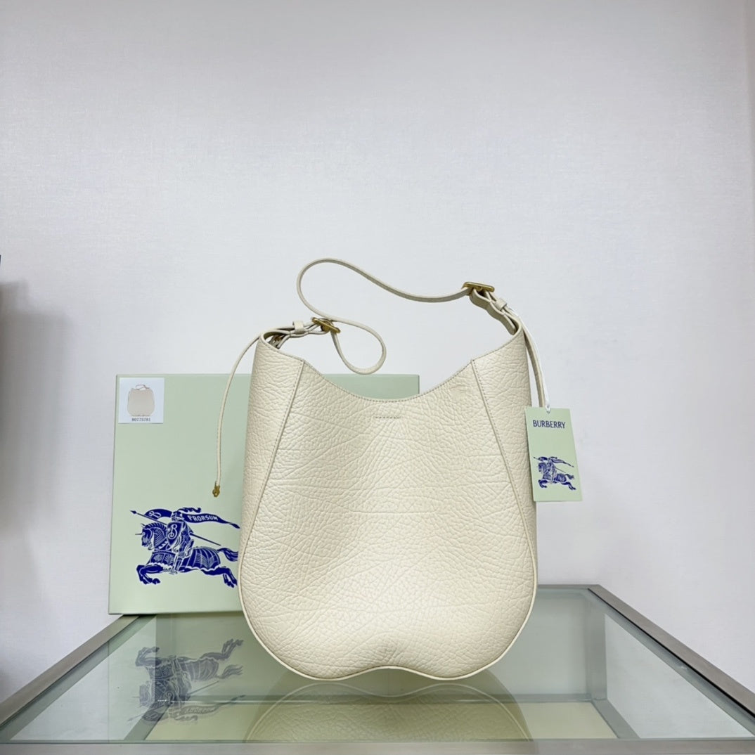 Burberry Medium Chess Leather Shoulder Bag Light Beige Luxury Handbag