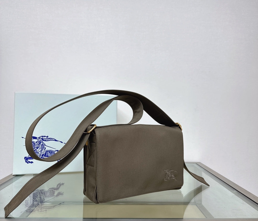 Burberry Trench Crossbody Bag Cappuccino Leather with Equestrian Knight Logo