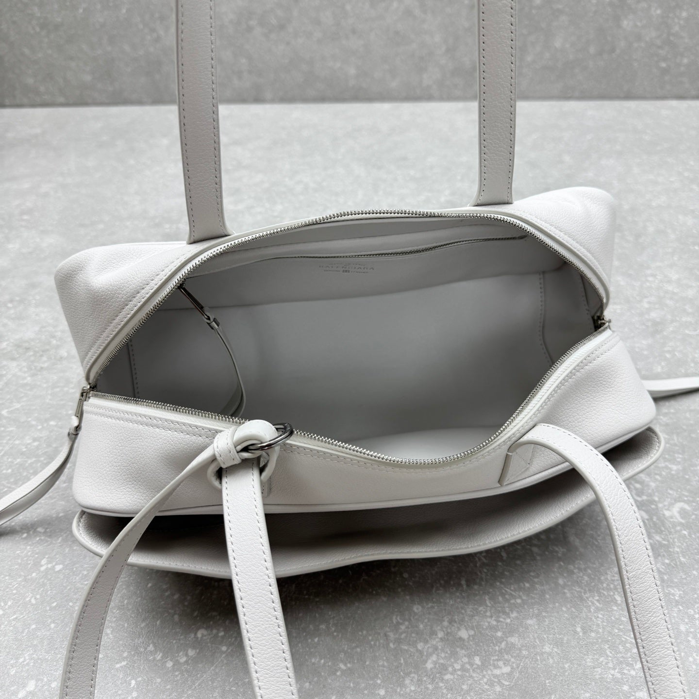 Balenciaga Carrie Bowling Bag Small White Calfskin