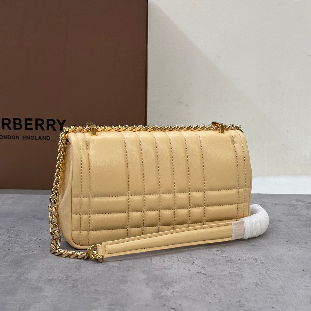 Burberry Lola Mini Bag Pale Vanilla Quilted Leather Luxury Handbag