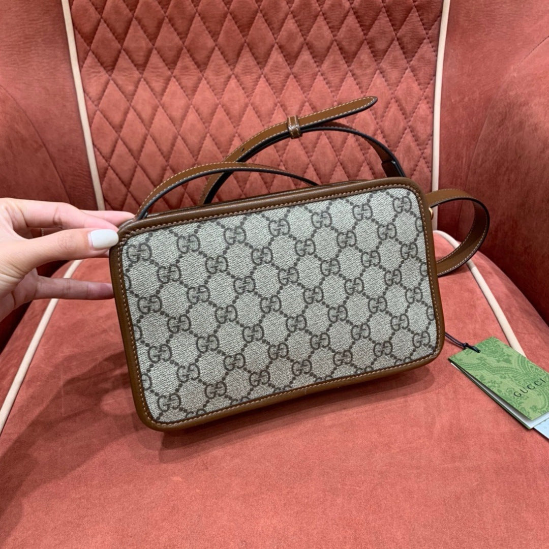 Gucci Interlocking G Mini Bag in GG Supreme Canvas with Leather Trim