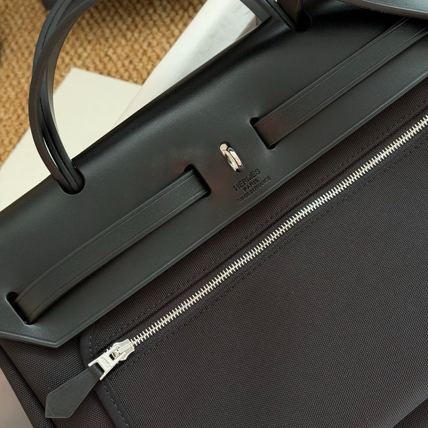 Hermès Herbag Zip 31 Black Toile Canvas Bag