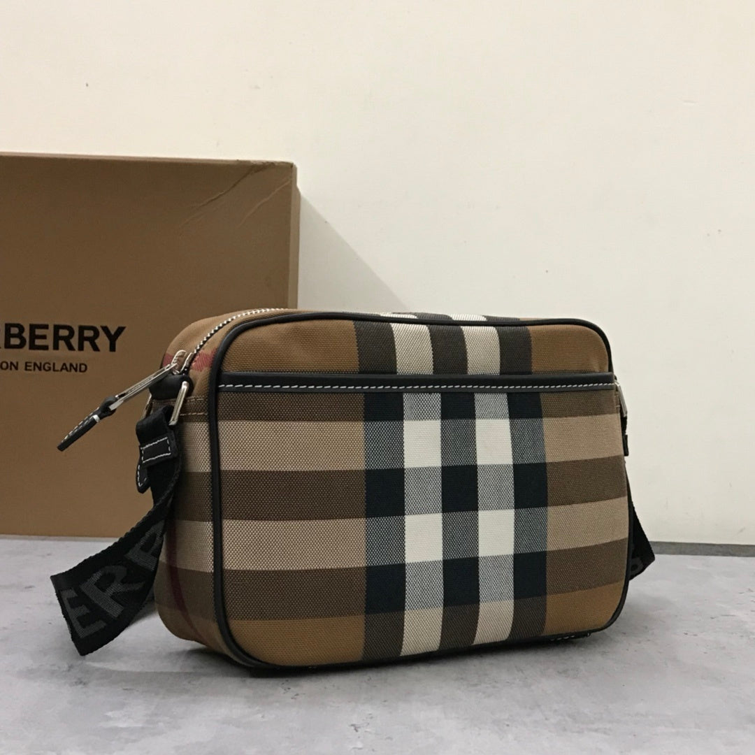 Burberry Paddy Compact Crossbody Bag in Dark Birch Brown Check
