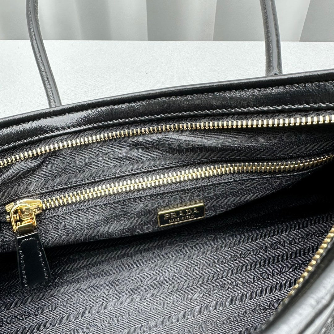 Prada Bonnie Medium Black Leather Shoulder Bag