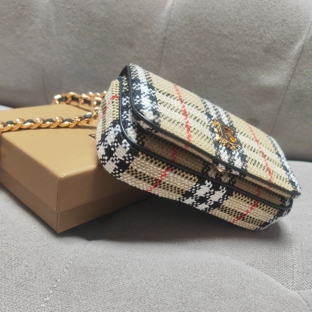 Burberry Lola Mini Handbag in Signature Beige Check Motif