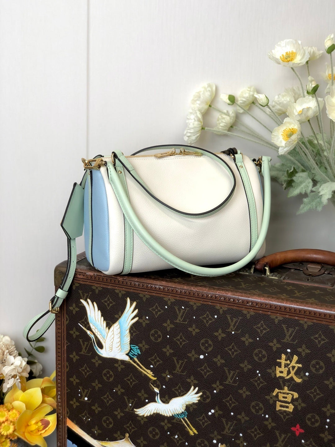 Louis Vuitton Express PM Shoulder Bag – Calfskin Leather in White & Light Blue