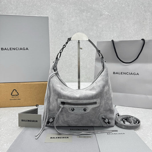 Balenciaga Le City Hobo Storm Grey Suede Bag