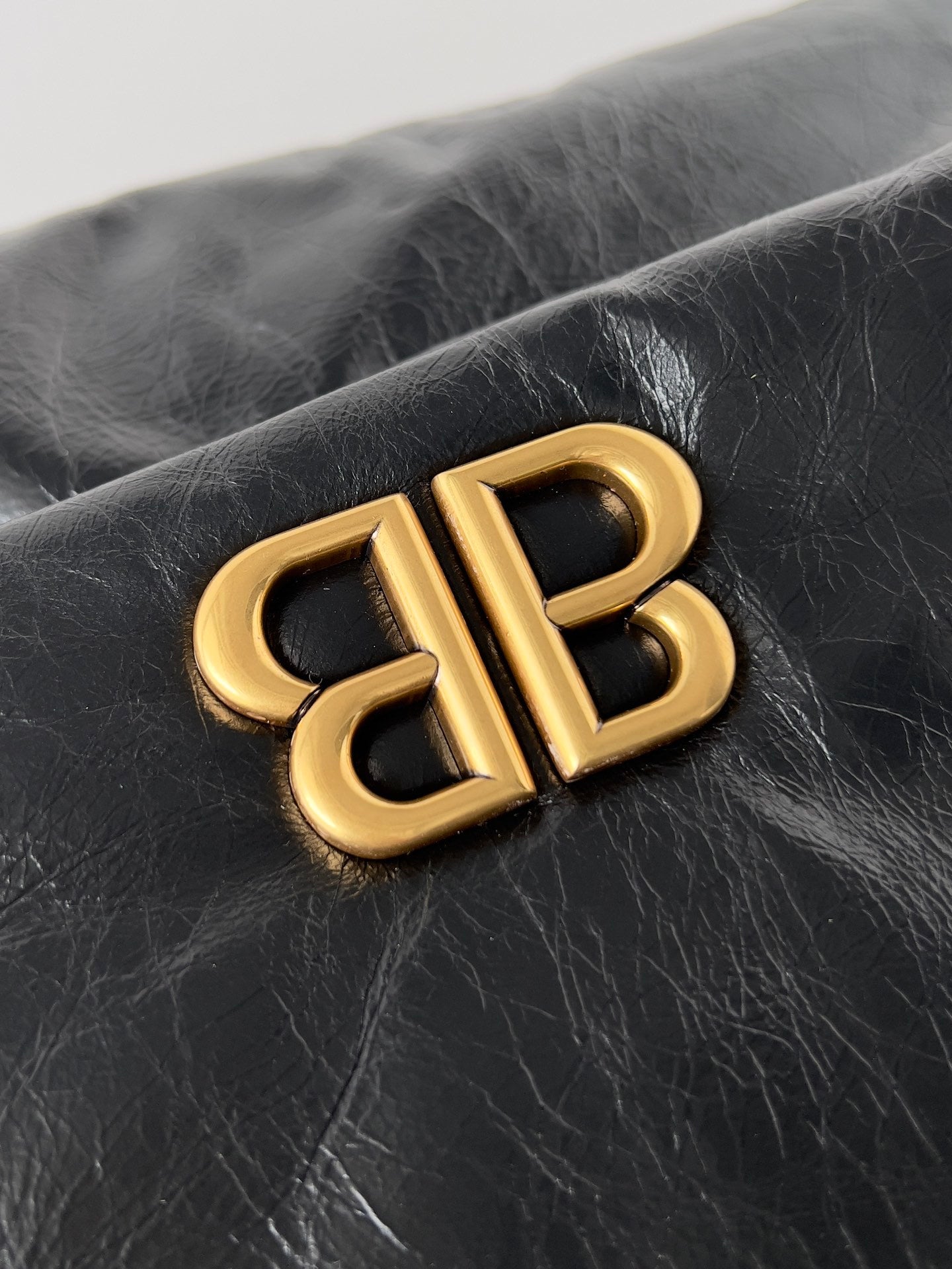 Balenciaga Monaco Black Crinkled Calfskin Shoulder Bag