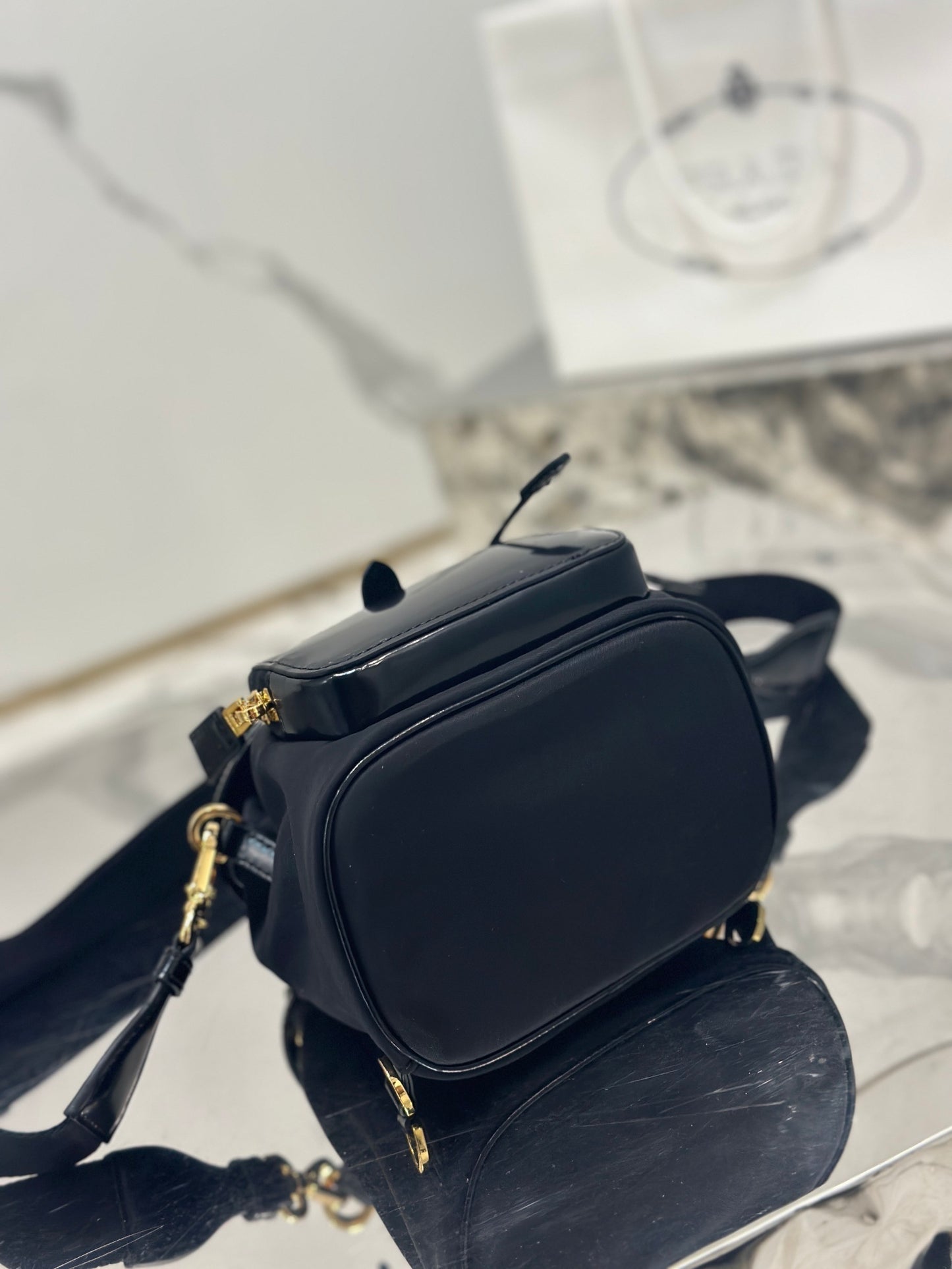Prada Small Re-Nylon & Brushed Leather Backpack