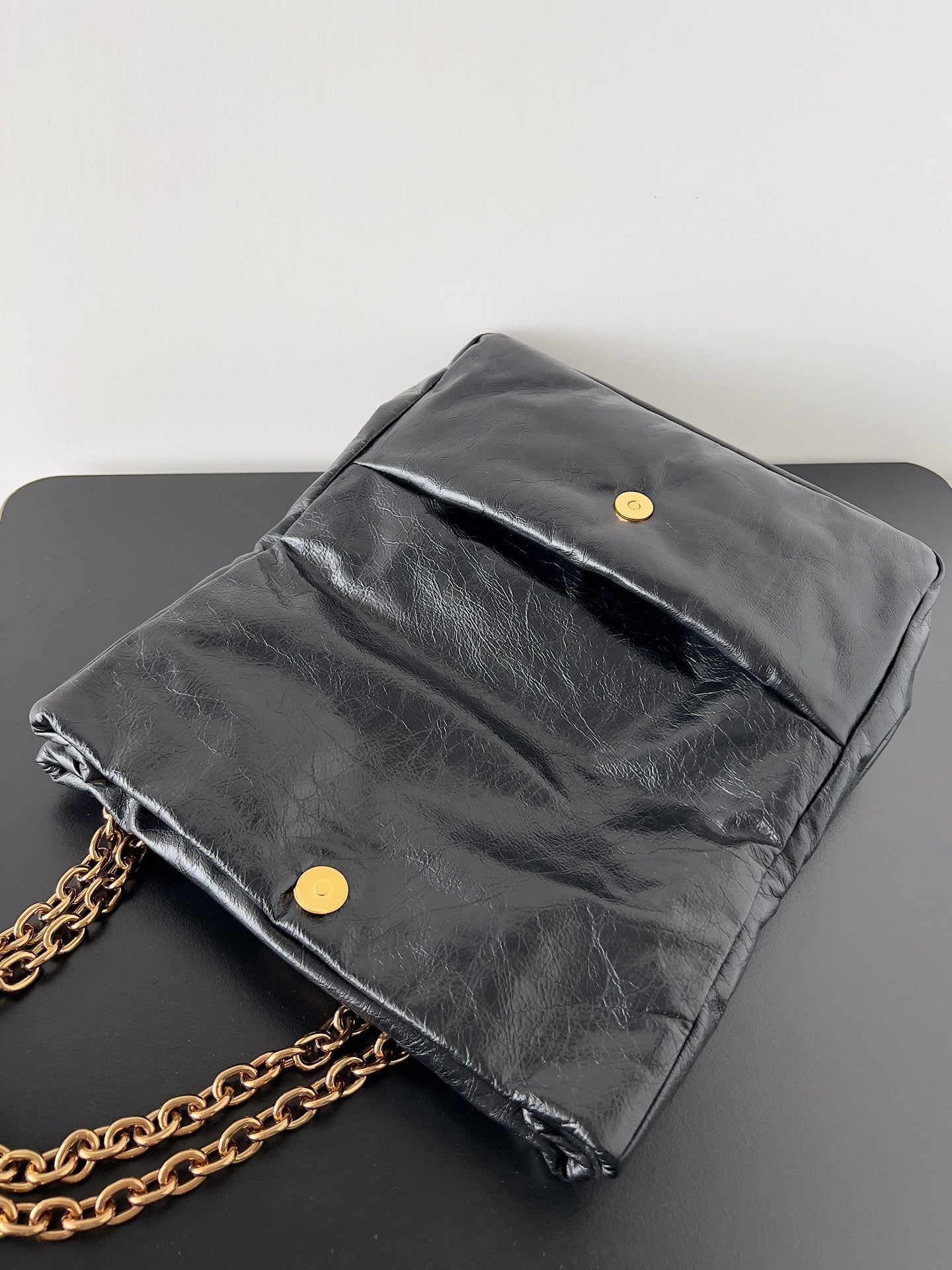 Balenciaga Monaco Black Crinkled Calfskin Shoulder Bag