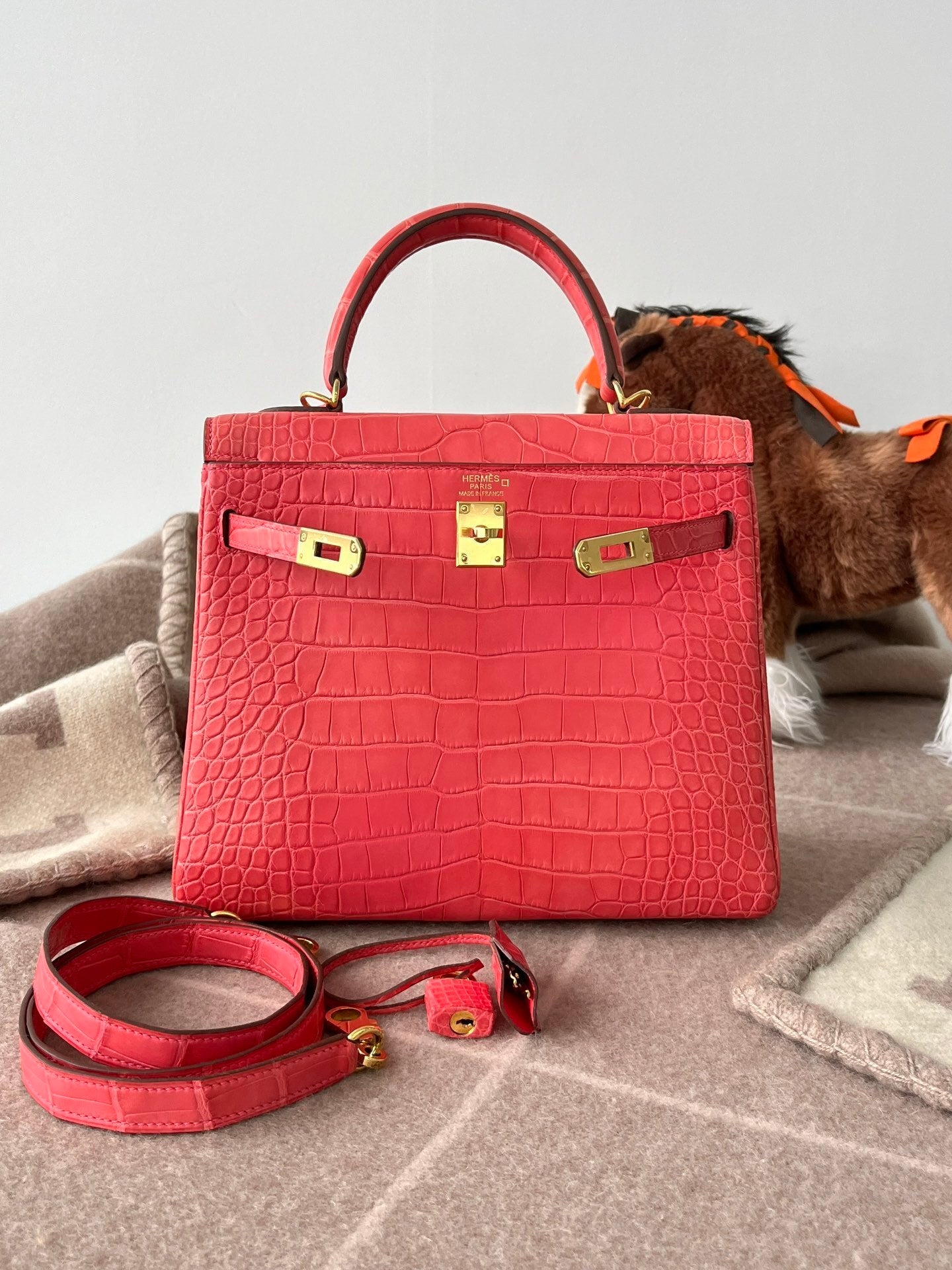 Hermès Kelly 25 Bougainvillea Matte Alligator