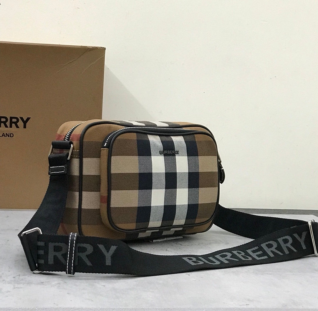 Burberry Paddy Compact Crossbody Bag in Dark Birch Brown Check