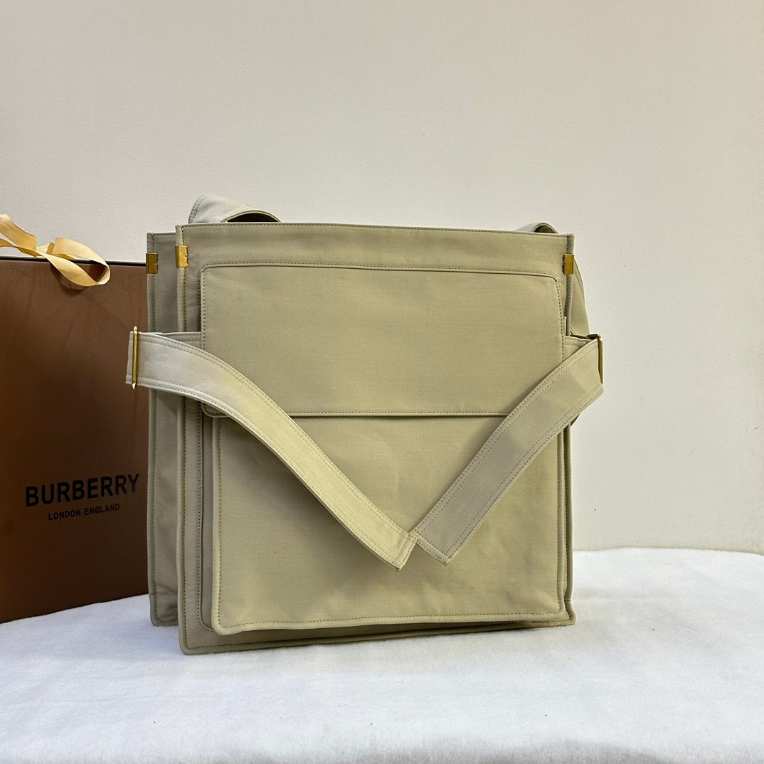 Burberry Trench Canvas Tote Bag with Side Buckle Fastening