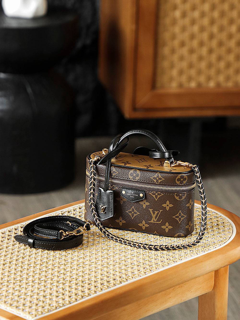 Louis Vuitton Vanity PM Bag in Monogram & Monogram Reverse Canvas