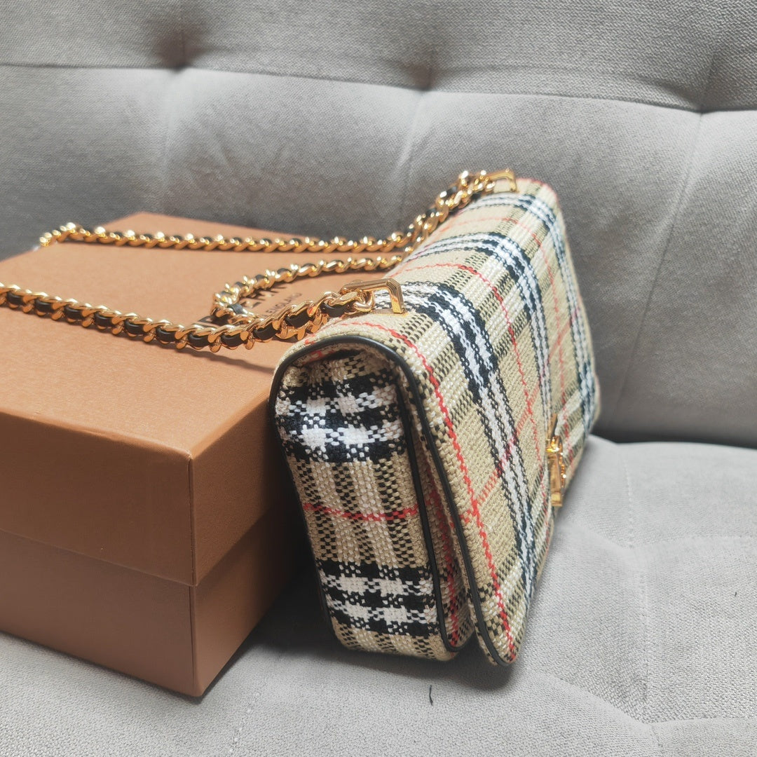 Burberry Small Lola Shoulder Bag in House Check Bouclé Tweed