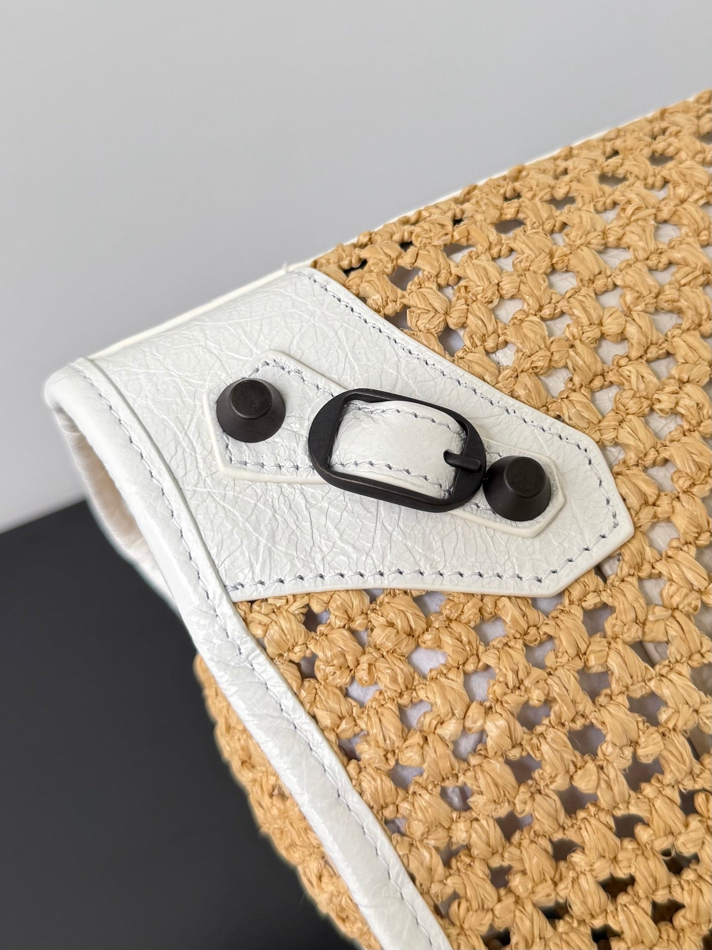 Balenciaga Le City Small Raffia Beige Shoulder Bag