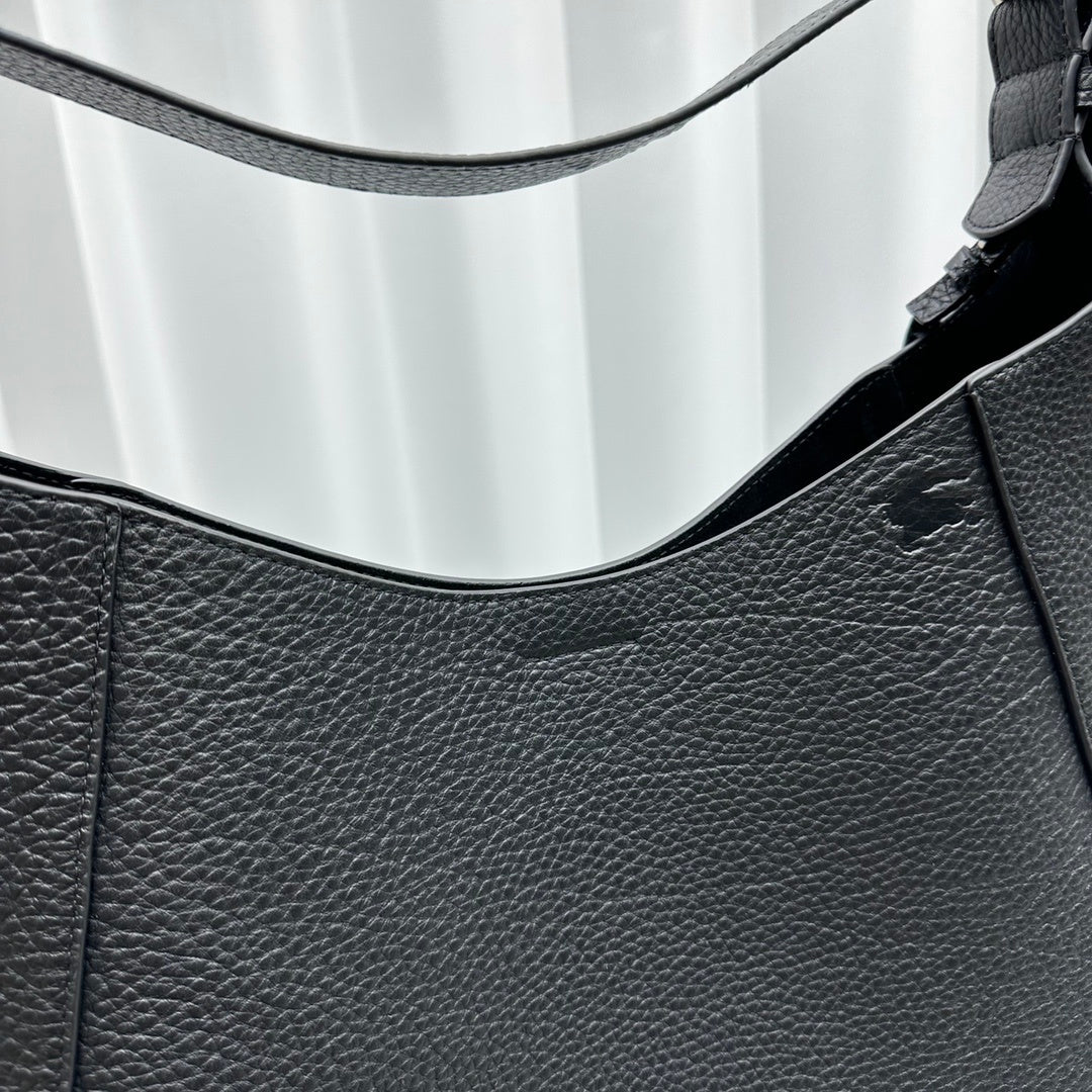 Burberry Women's Chess Black Grained Leather Shoulder Bag