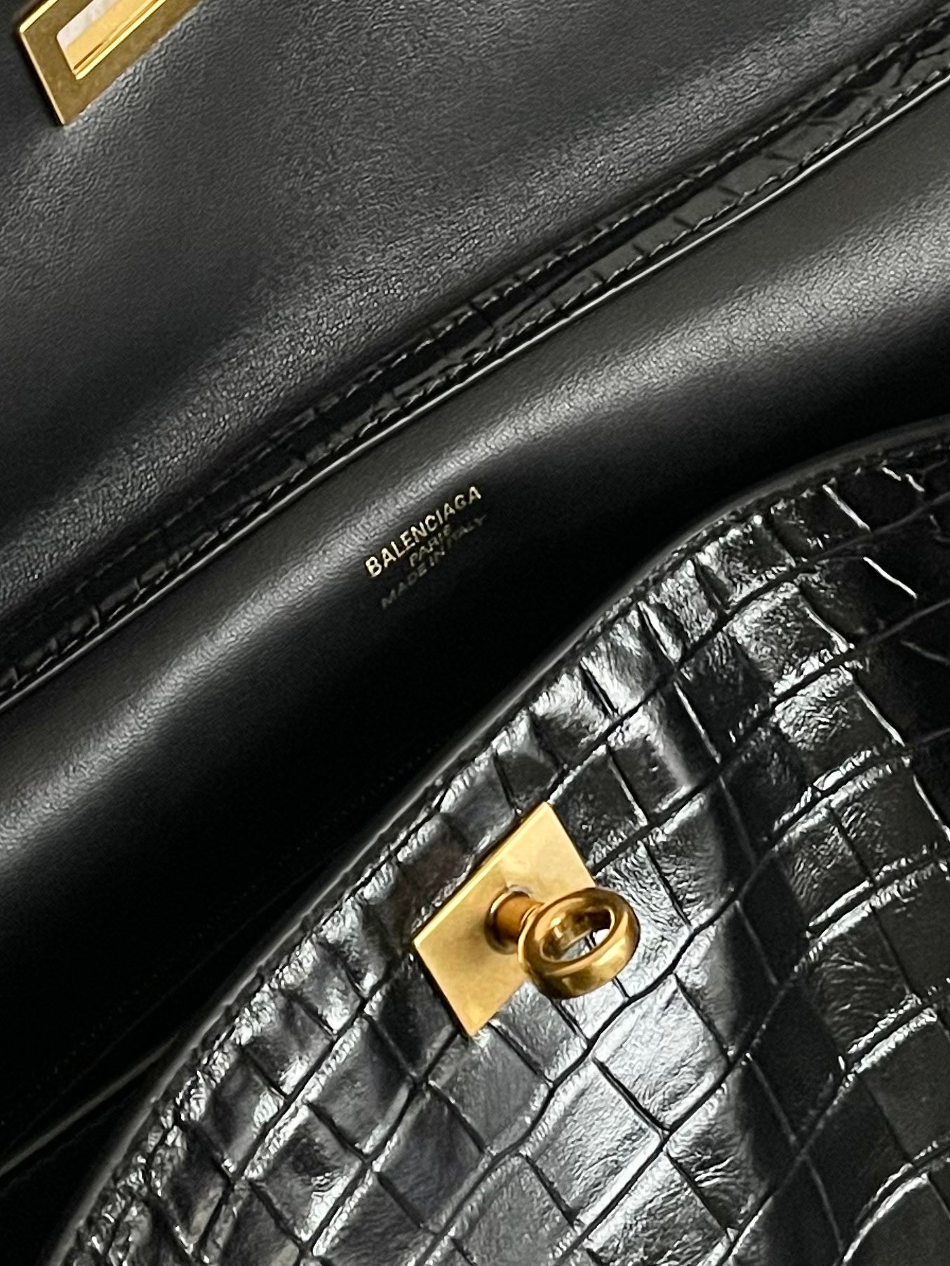 Balenciaga Rodeo Black Crocodile-Embossed Leather Luxury Handbag