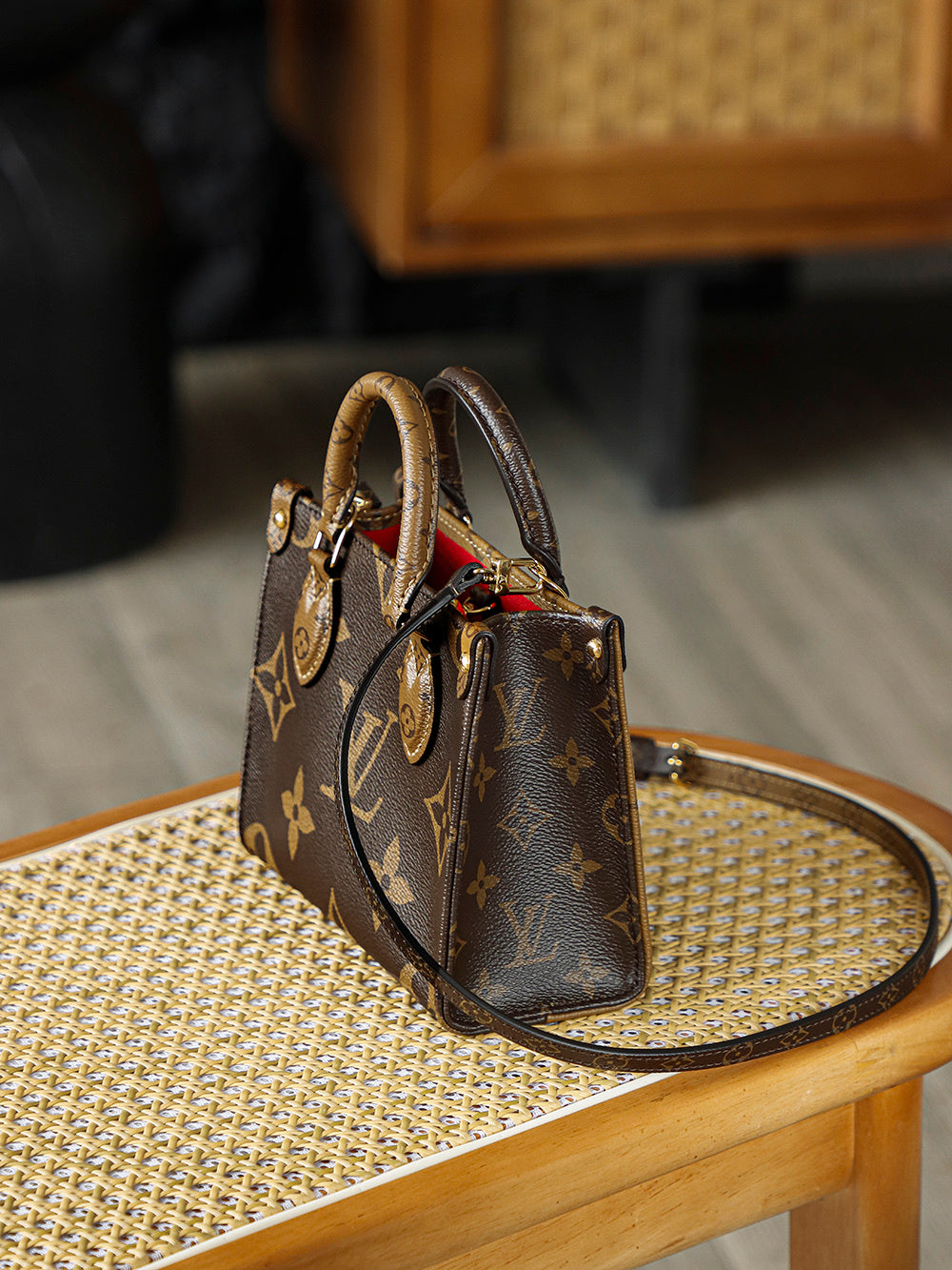 Louis Vuitton OnTheGo BB Bag in Monogram & Monogram Reverse Canvas
