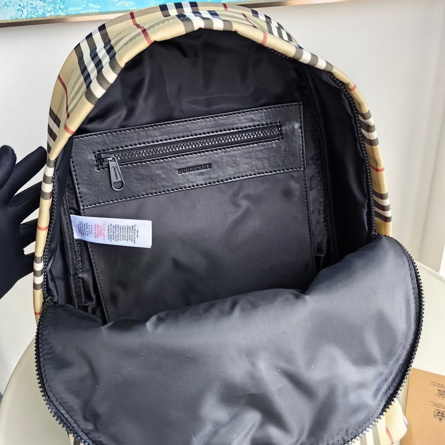 Burberry Jett Vintage Check Canvas Backpack in Beige
