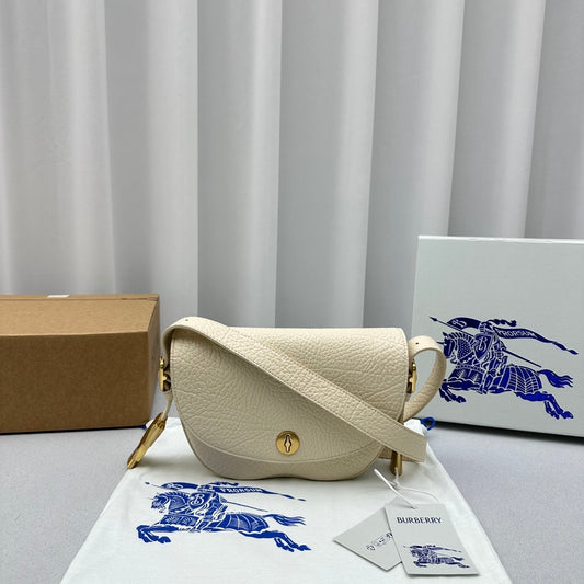 Burberry Chess Satchel Pearl Pebbled Calf Leather Luxury Bag