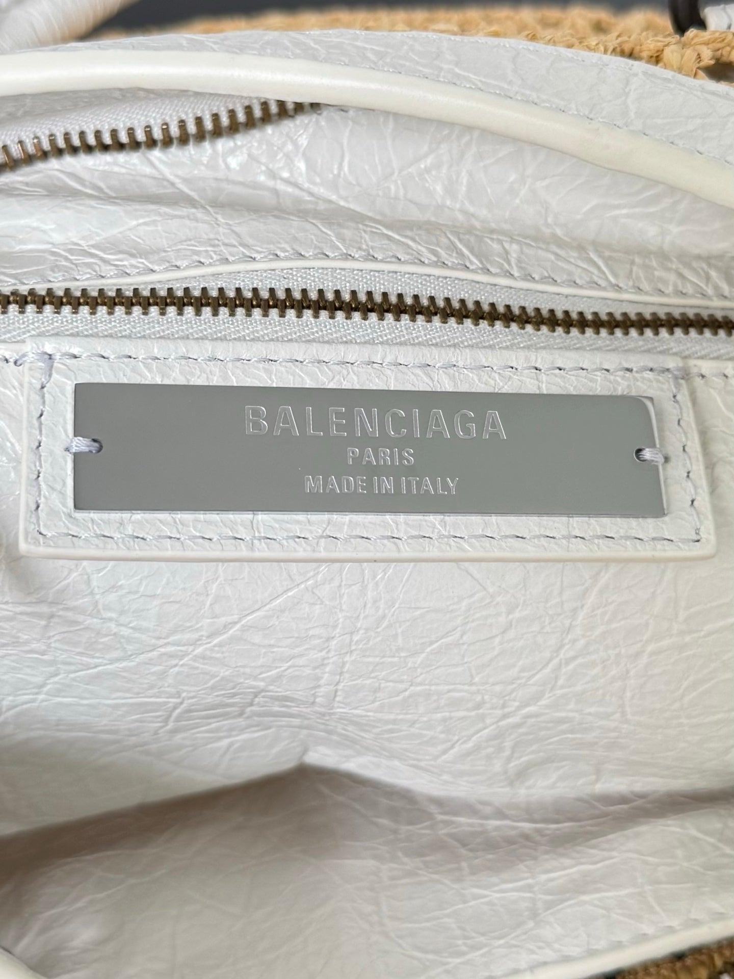 Balenciaga Le City Small Raffia Beige Shoulder Bag