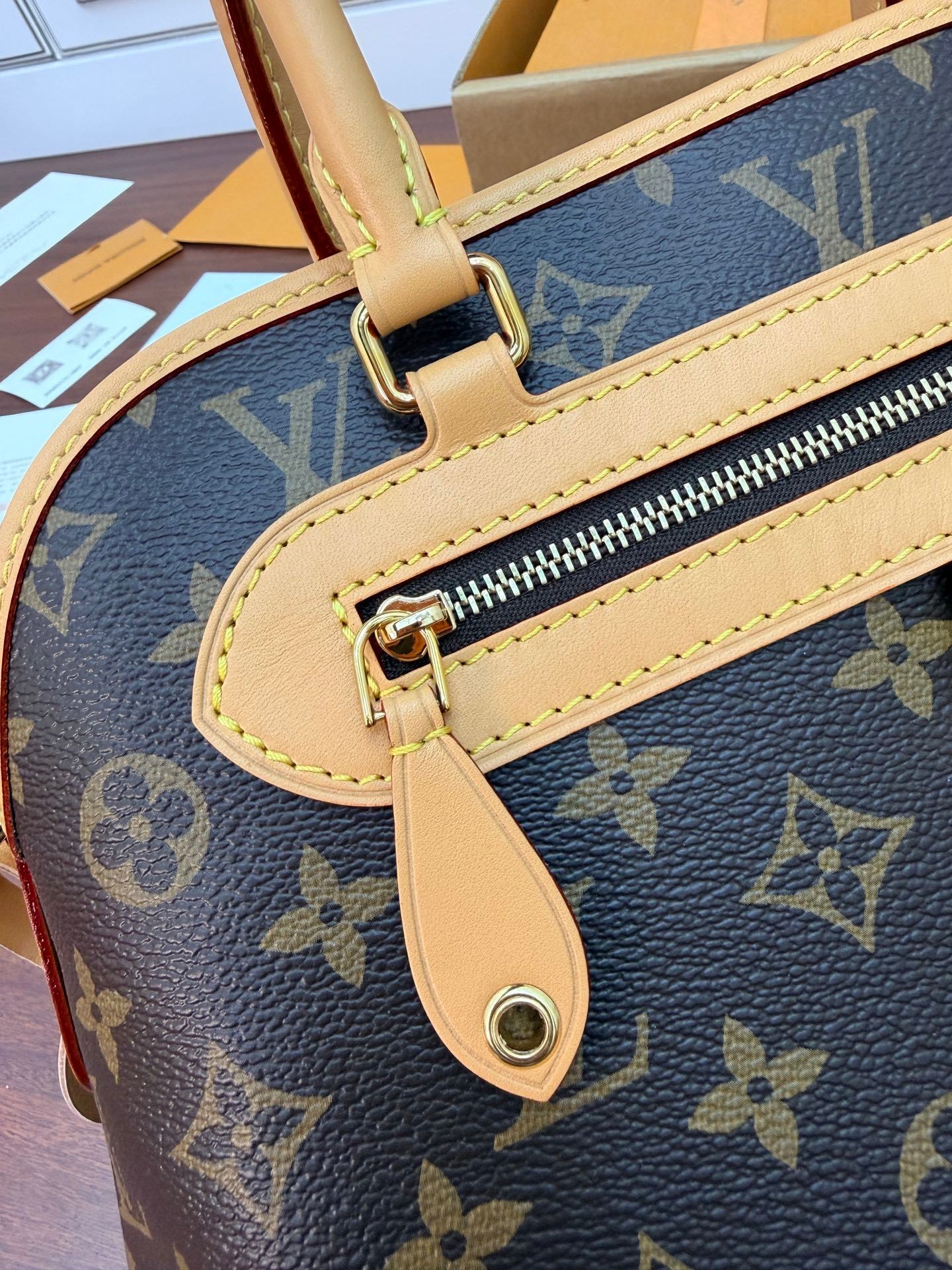 Louis Vuitton Monogram Ever More PM Handbag with Cowhide Leather Trim