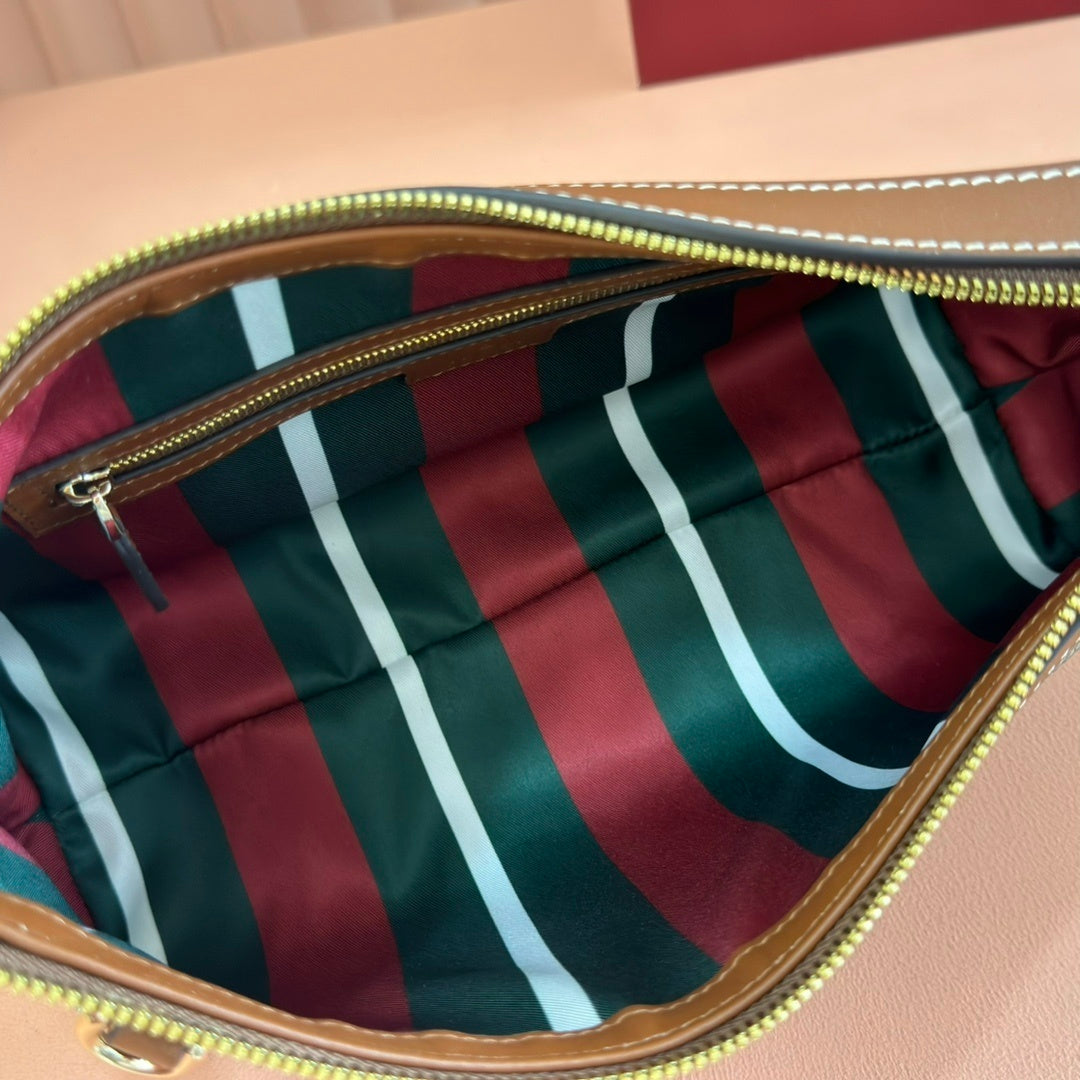 Gucci GG Emblem Medium Shoulder Bag in Signature Canvas with Leather Trim