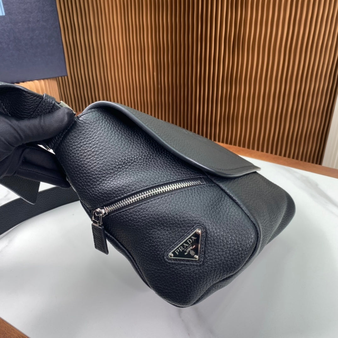 Prada Milano Crossbody Bag – Grained Leather with Embossed Logo
