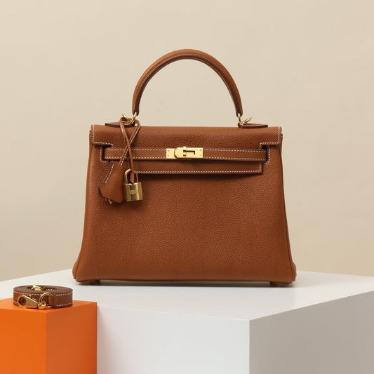 Hermès Kelly Retourne Gold Togo Leather Handbag