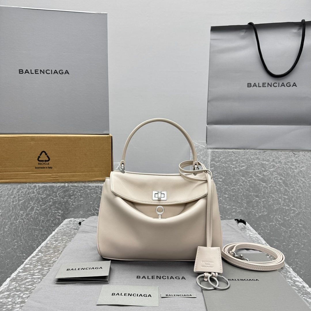 Balenciaga Rodeo Light Beige White Leather Bag