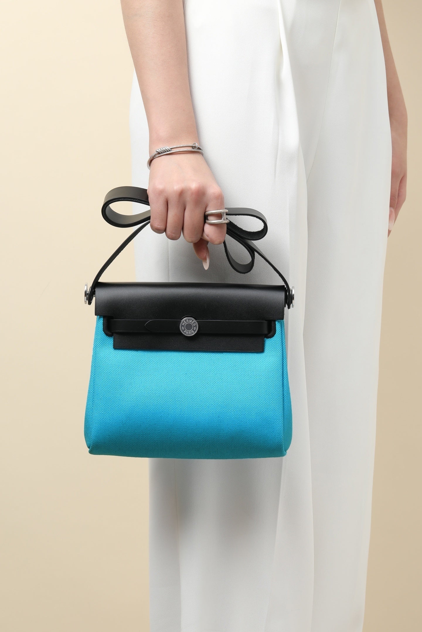 Hermès Herbag Zip 20 Bleu Riviera Canvas