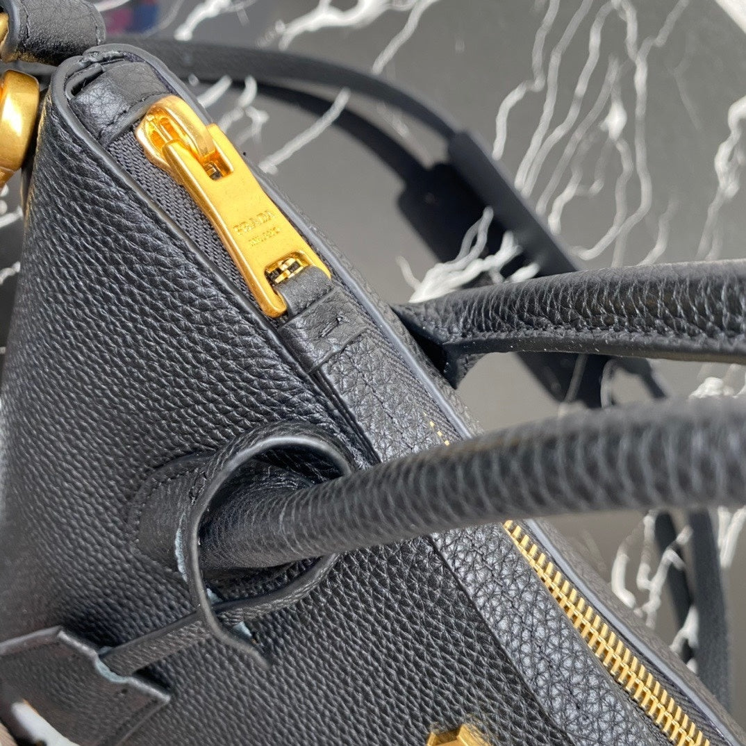 Prada Vitello Daino Leather Satchel – Black (Model 1BA157)
