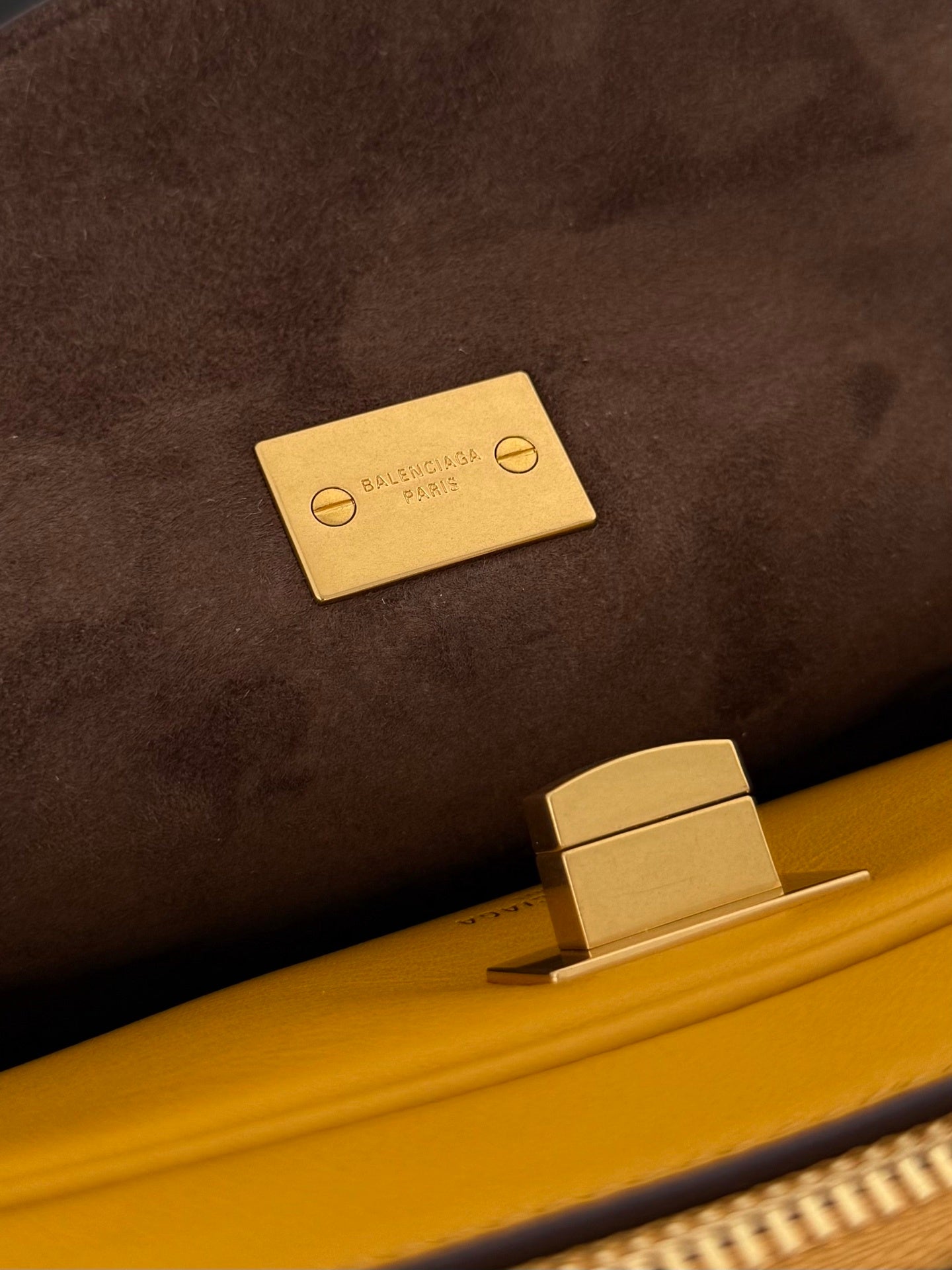 Balenciaga Le 7 Medium Curry Yellow Shoulder Bag