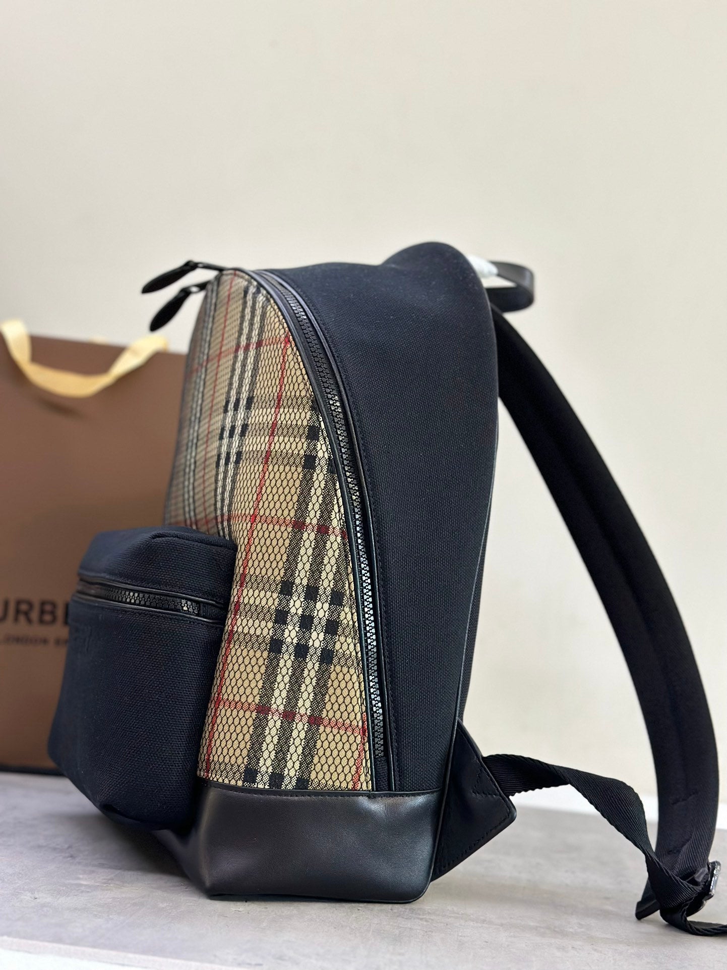 Burberry Jett Backpack in House Check Canvas with Protective Mesh Overlay